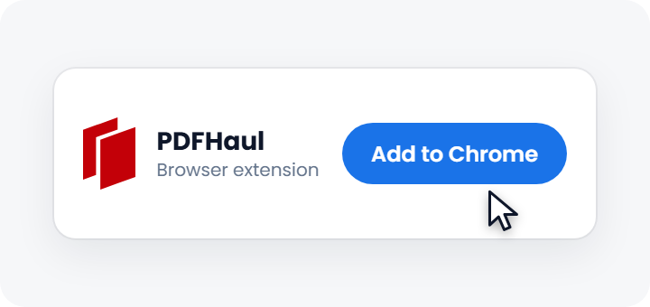 The PDFHaul extension listing with an Add to Chrome button