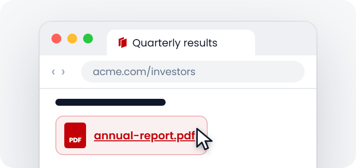 A browser tab with a PDF link about to open in PDFHaul